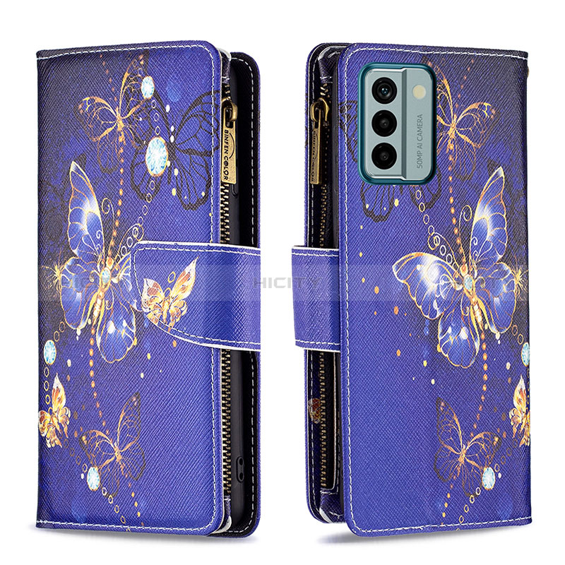 Custodia Portafoglio In Pelle Fantasia Modello Cover con Supporto B04F per Nokia G22 Blu Notte