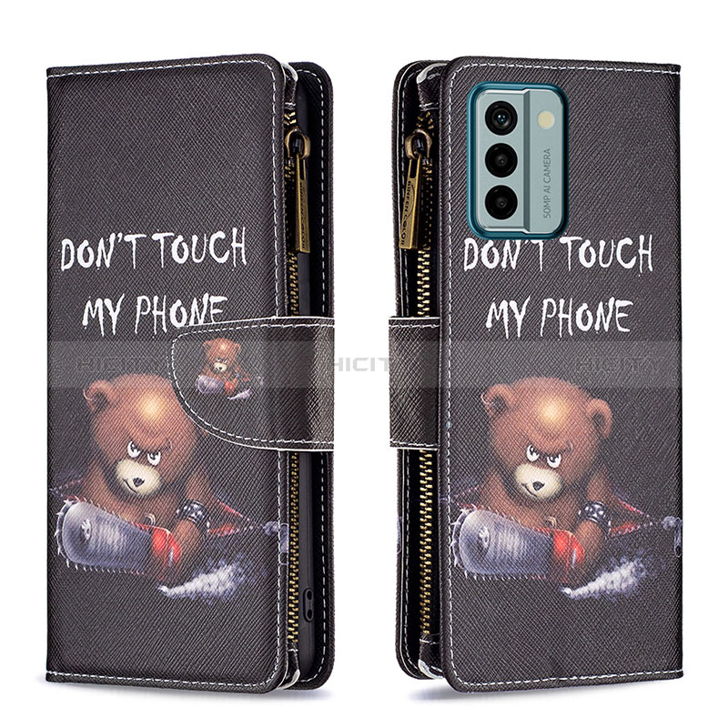 Custodia Portafoglio In Pelle Fantasia Modello Cover con Supporto B04F per Nokia G22 Grigio Scuro