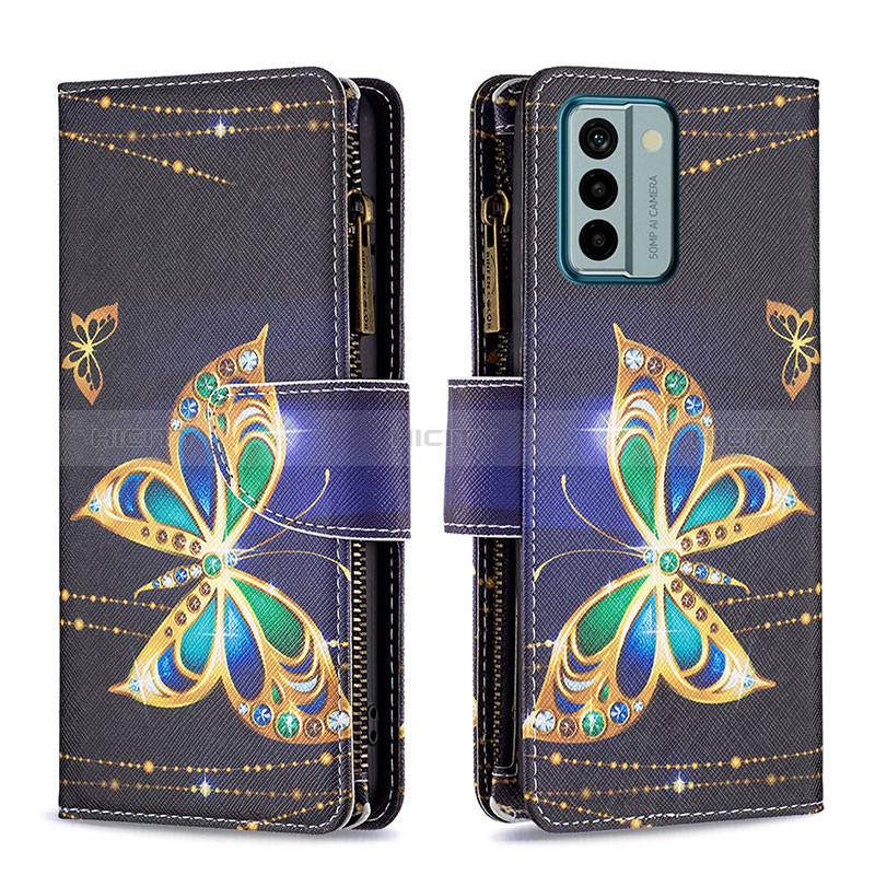 Custodia Portafoglio In Pelle Fantasia Modello Cover con Supporto B04F per Nokia G22 Nero