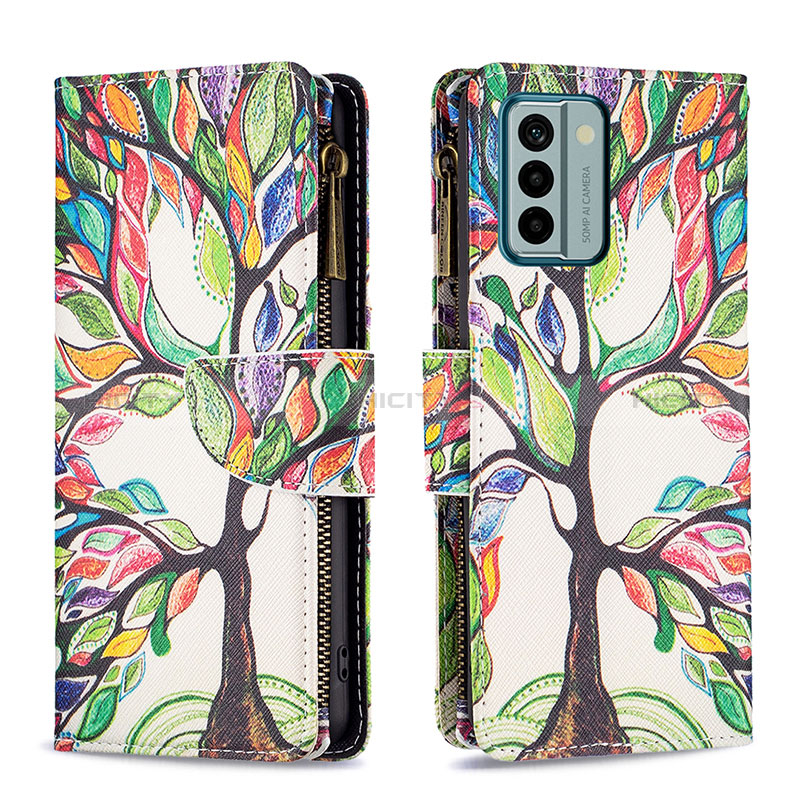 Custodia Portafoglio In Pelle Fantasia Modello Cover con Supporto B04F per Nokia G22 Verde