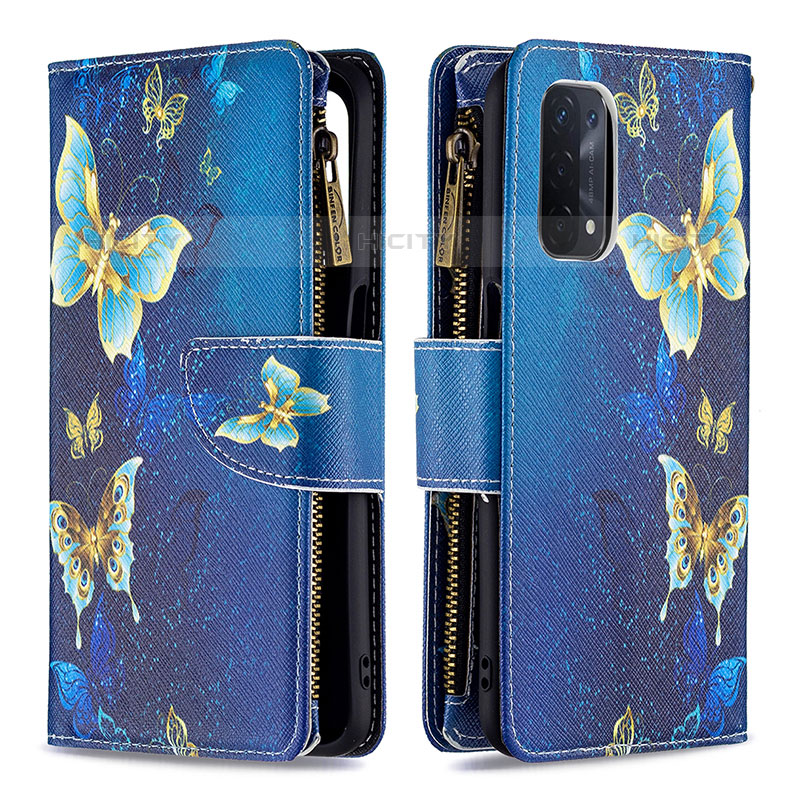 Custodia Portafoglio In Pelle Fantasia Modello Cover con Supporto B04F per OnePlus Nord N200 5G Blu