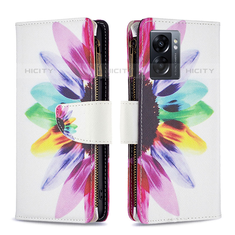 Custodia Portafoglio In Pelle Fantasia Modello Cover con Supporto B04F per OnePlus Nord N300 5G Multicolore