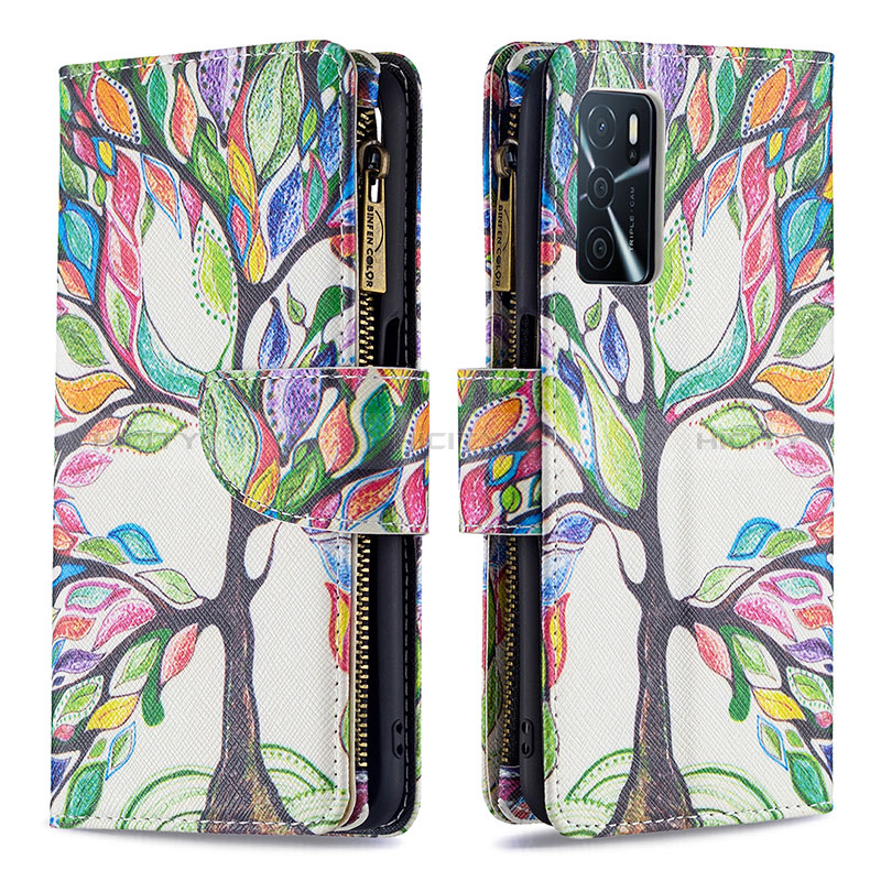 Custodia Portafoglio In Pelle Fantasia Modello Cover con Supporto B04F per Oppo A16 Verde