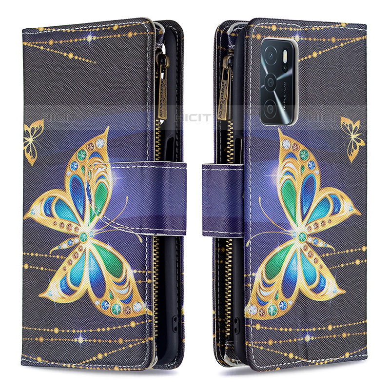 Custodia Portafoglio In Pelle Fantasia Modello Cover con Supporto B04F per Oppo A16s Nero