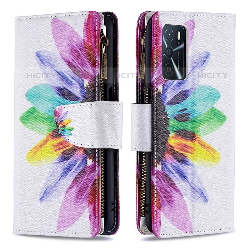 Custodia Portafoglio In Pelle Fantasia Modello Cover con Supporto B04F per Oppo A54s Multicolore