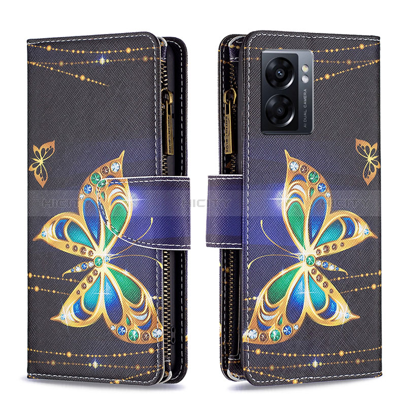 Custodia Portafoglio In Pelle Fantasia Modello Cover con Supporto B04F per Oppo A57 5G