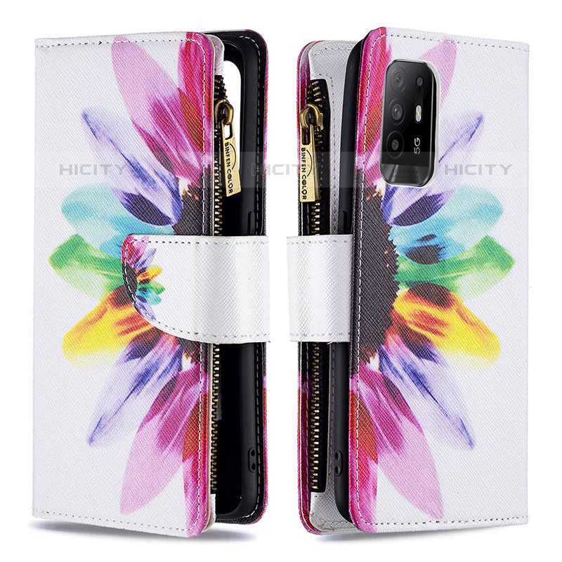 Custodia Portafoglio In Pelle Fantasia Modello Cover con Supporto B04F per Oppo A95 5G Multicolore