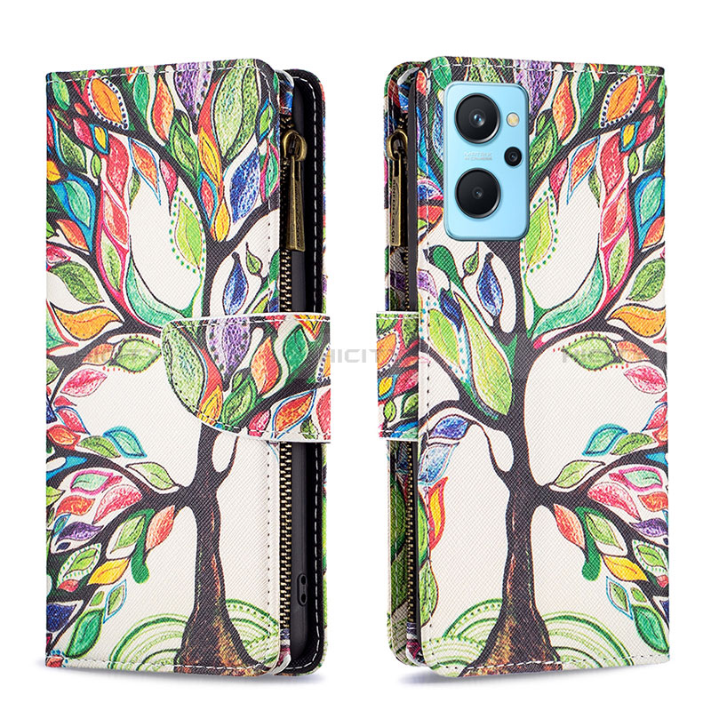 Custodia Portafoglio In Pelle Fantasia Modello Cover con Supporto B04F per Oppo A96 4G Verde