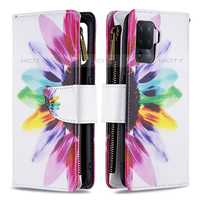 Custodia Portafoglio In Pelle Fantasia Modello Cover con Supporto B04F per Oppo F19 Pro Multicolore