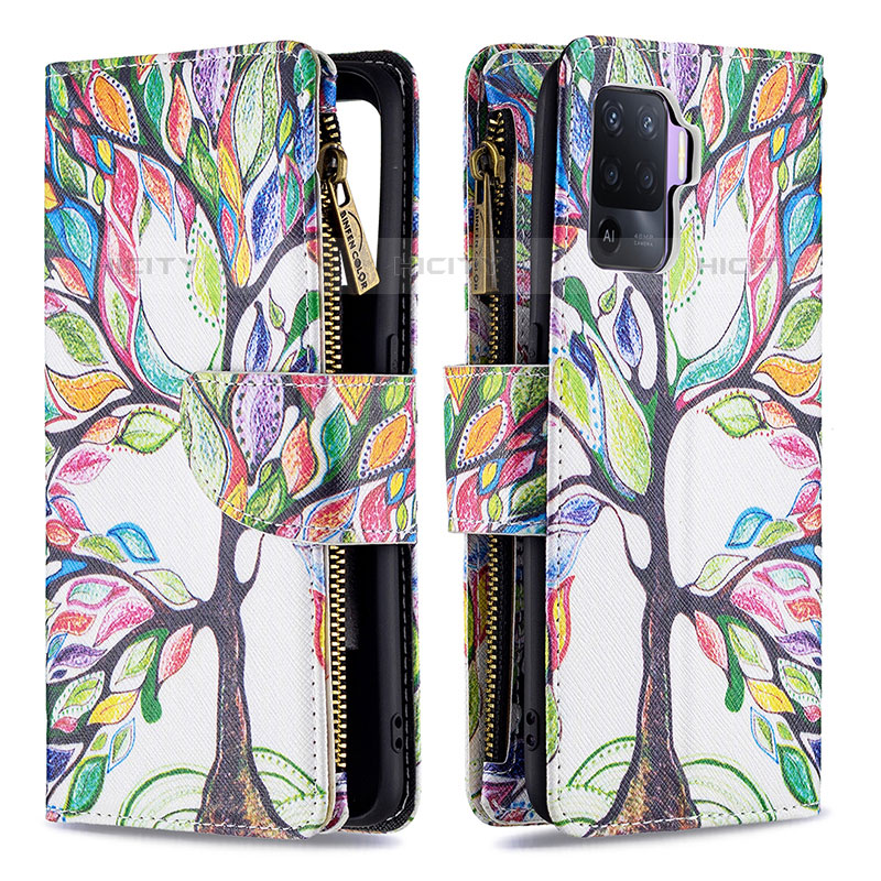 Custodia Portafoglio In Pelle Fantasia Modello Cover con Supporto B04F per Oppo F19 Pro Verde