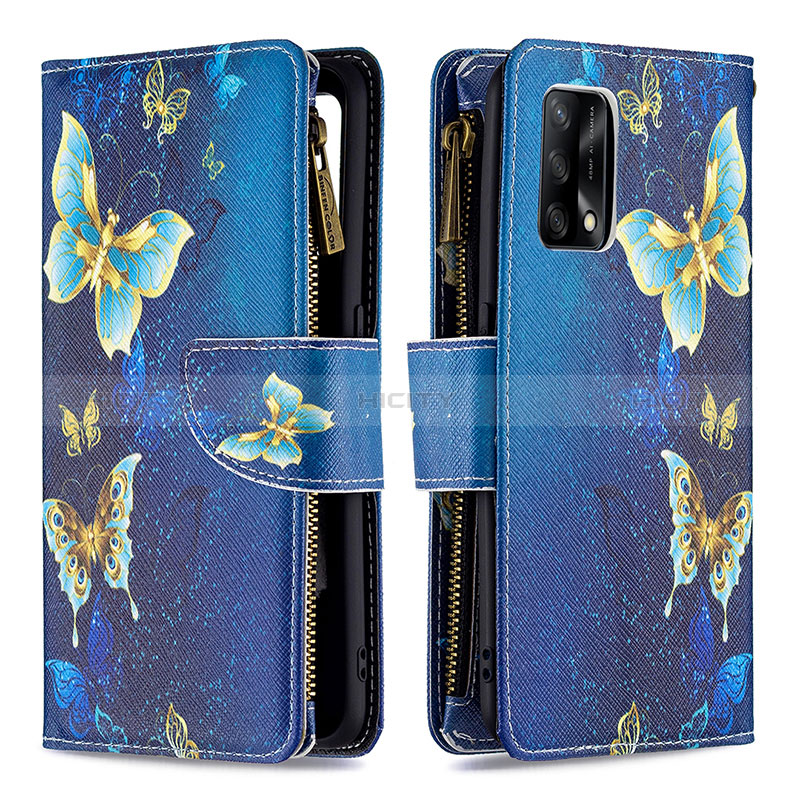 Custodia Portafoglio In Pelle Fantasia Modello Cover con Supporto B04F per Oppo F19s Blu