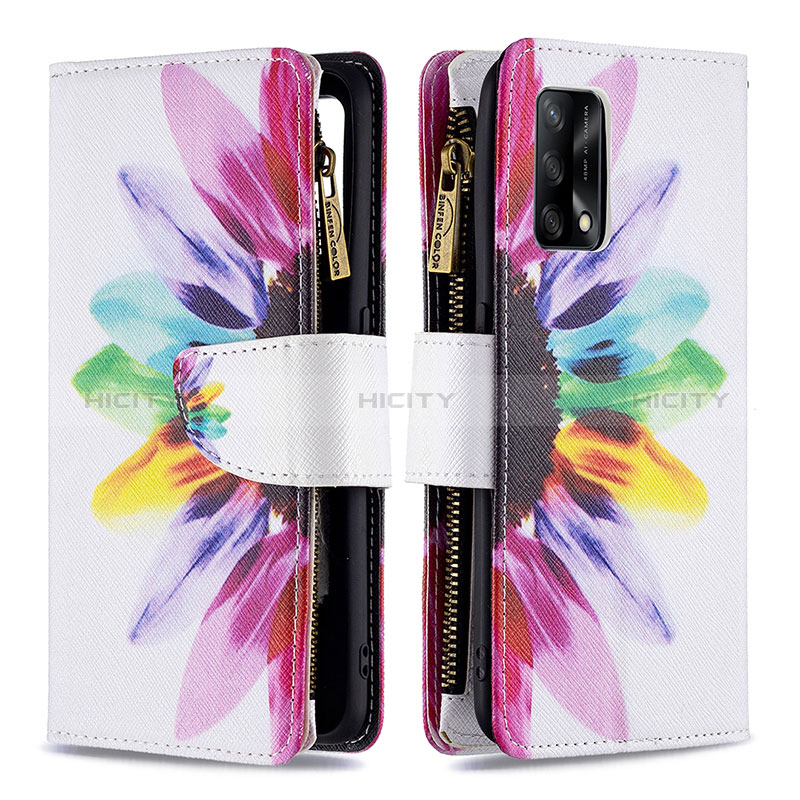 Custodia Portafoglio In Pelle Fantasia Modello Cover con Supporto B04F per Oppo F19s Multicolore