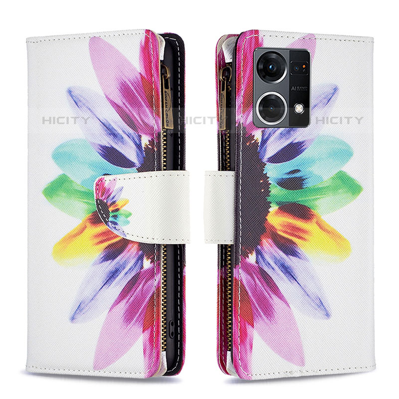 Custodia Portafoglio In Pelle Fantasia Modello Cover con Supporto B04F per Oppo F21 Pro 4G Multicolore