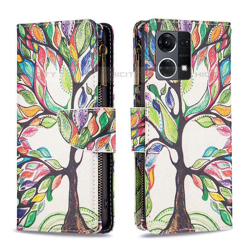 Custodia Portafoglio In Pelle Fantasia Modello Cover con Supporto B04F per Oppo F21s Pro 4G Verde