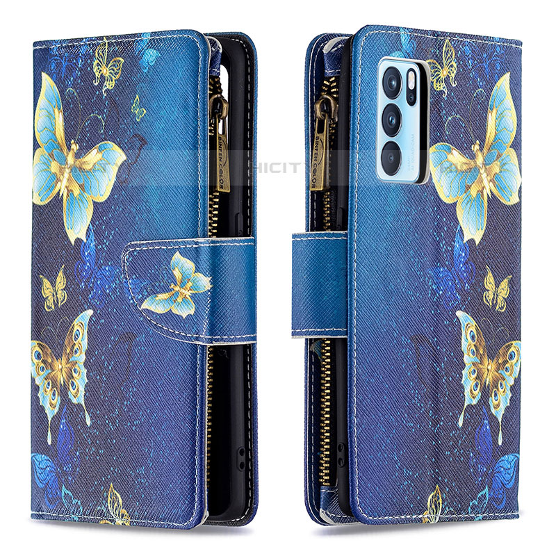 Custodia Portafoglio In Pelle Fantasia Modello Cover con Supporto B04F per Oppo Reno6 Pro 5G India