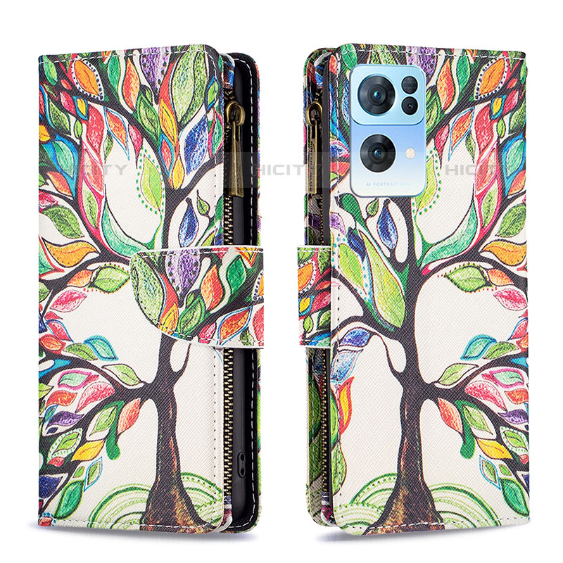 Custodia Portafoglio In Pelle Fantasia Modello Cover con Supporto B04F per Oppo Reno7 Pro 5G