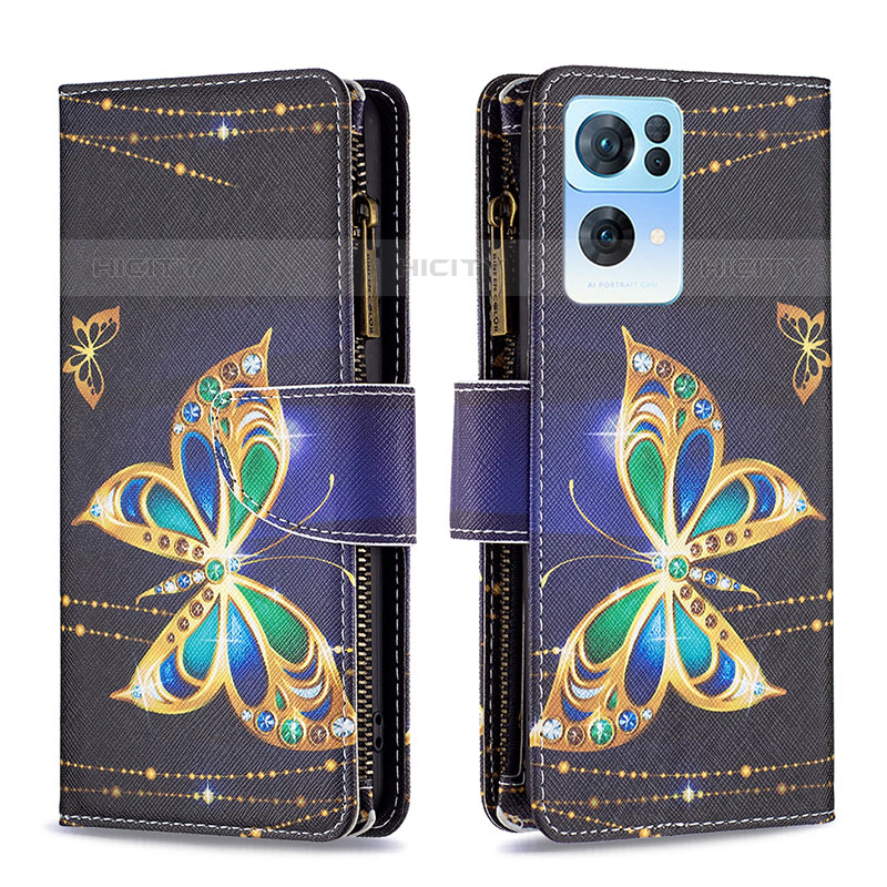 Custodia Portafoglio In Pelle Fantasia Modello Cover con Supporto B04F per Oppo Reno7 Pro 5G