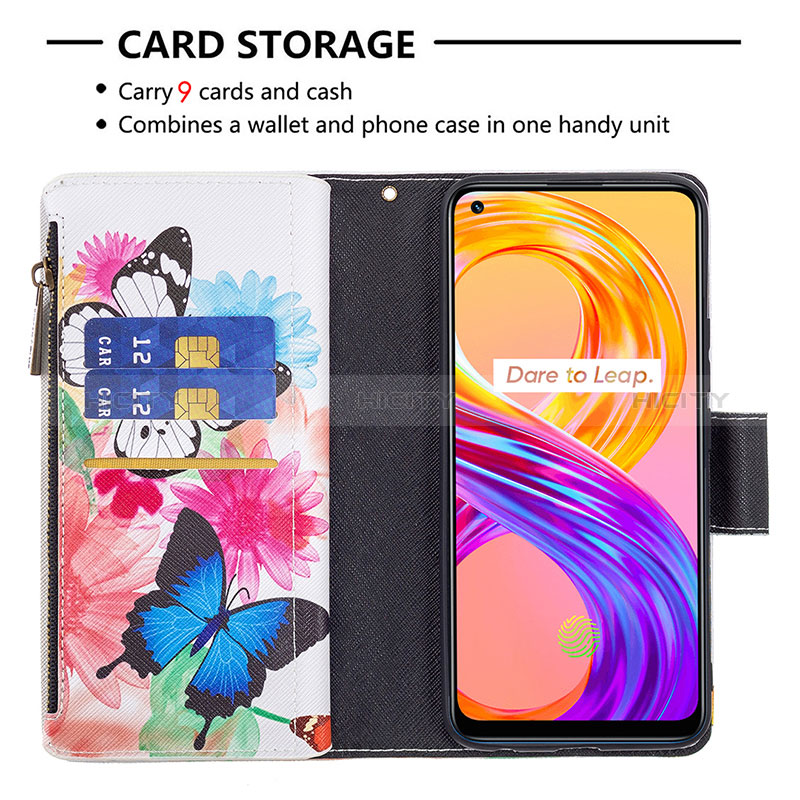 Custodia Portafoglio In Pelle Fantasia Modello Cover con Supporto B04F per Realme 8 Pro