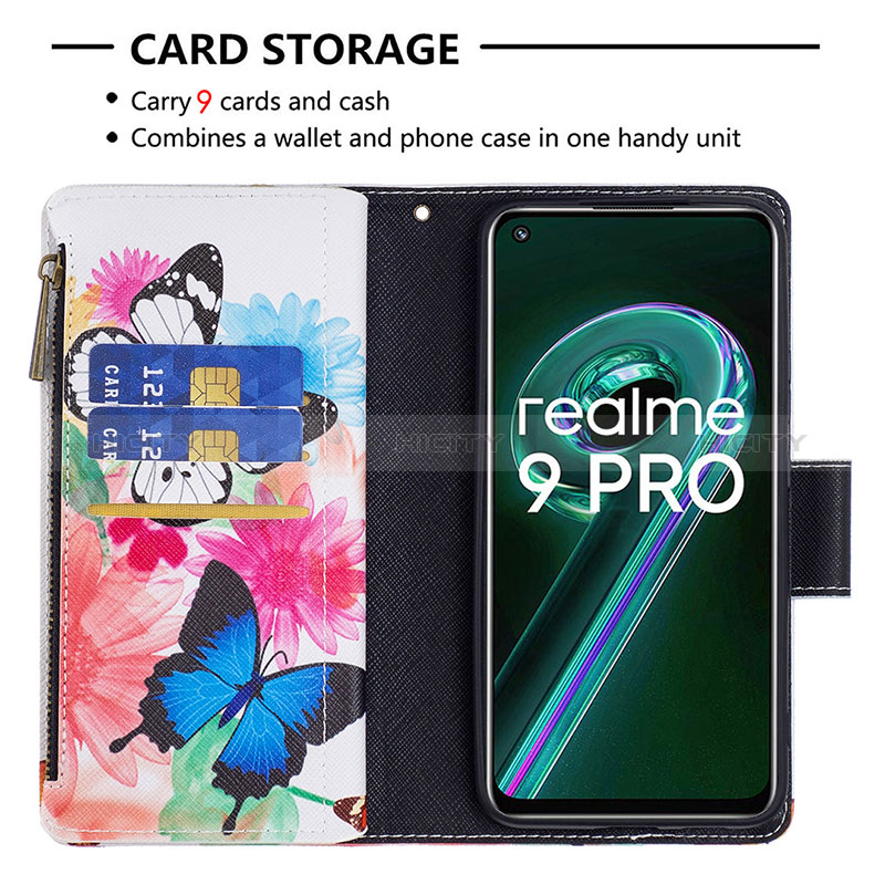 Custodia Portafoglio In Pelle Fantasia Modello Cover con Supporto B04F per Realme 9 5G