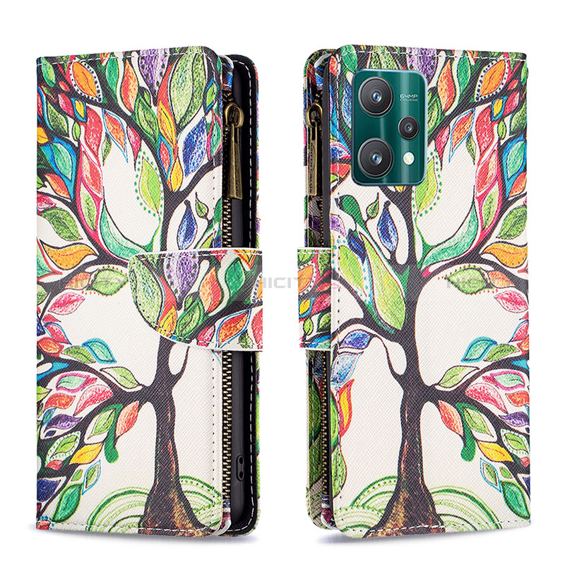 Custodia Portafoglio In Pelle Fantasia Modello Cover con Supporto B04F per Realme 9 Pro 5G Verde