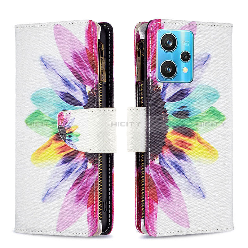 Custodia Portafoglio In Pelle Fantasia Modello Cover con Supporto B04F per Realme 9 Pro+ Plus 5G Multicolore