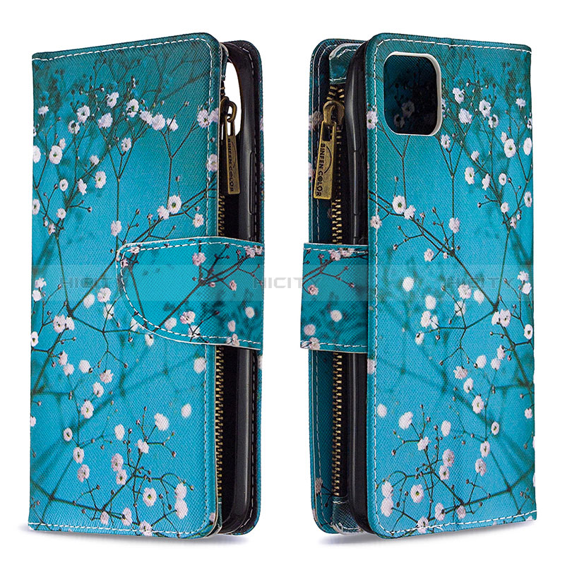 Custodia Portafoglio In Pelle Fantasia Modello Cover con Supporto B04F per Realme C20 Ciano