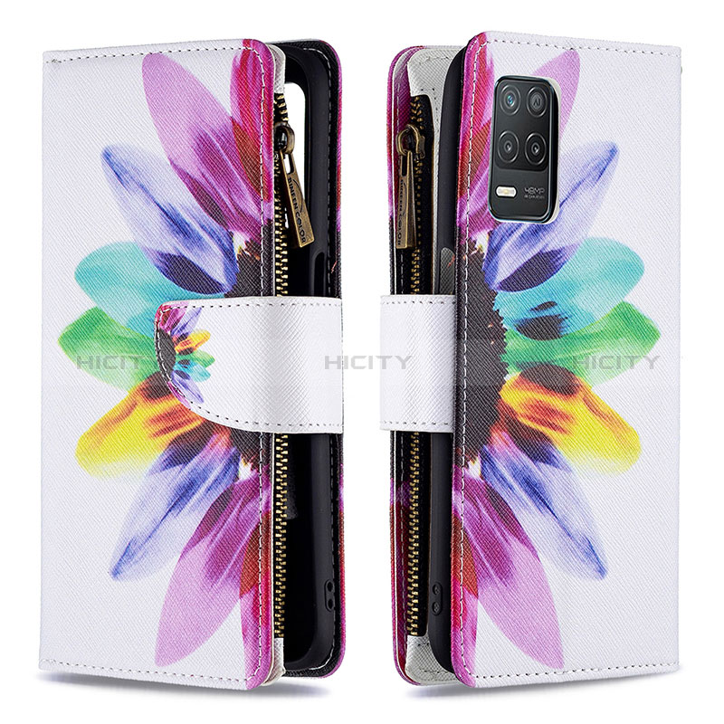 Custodia Portafoglio In Pelle Fantasia Modello Cover con Supporto B04F per Realme Q3i 5G Multicolore