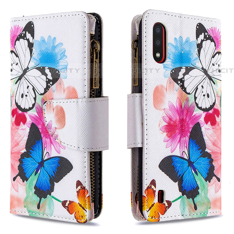 Custodia Portafoglio In Pelle Fantasia Modello Cover con Supporto B04F per Samsung Galaxy A01 SM-A015 Colorato