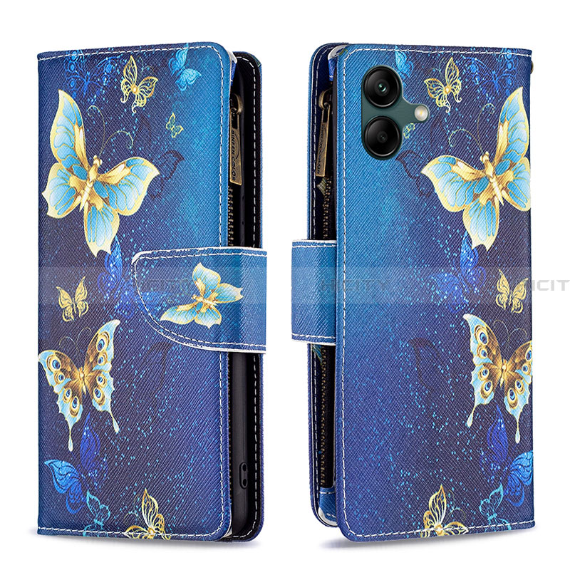 Custodia Portafoglio In Pelle Fantasia Modello Cover con Supporto B04F per Samsung Galaxy A04 4G Blu