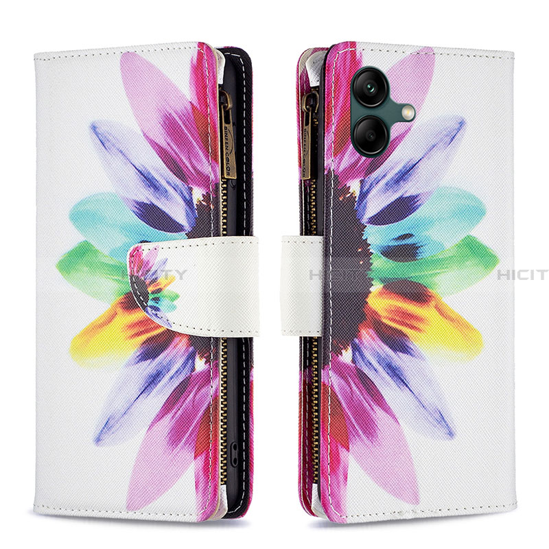 Custodia Portafoglio In Pelle Fantasia Modello Cover con Supporto B04F per Samsung Galaxy A04 4G Multicolore