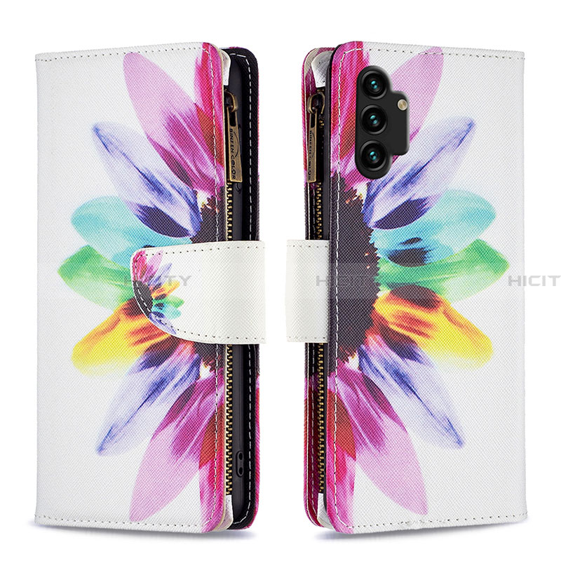 Custodia Portafoglio In Pelle Fantasia Modello Cover con Supporto B04F per Samsung Galaxy A13 4G Multicolore