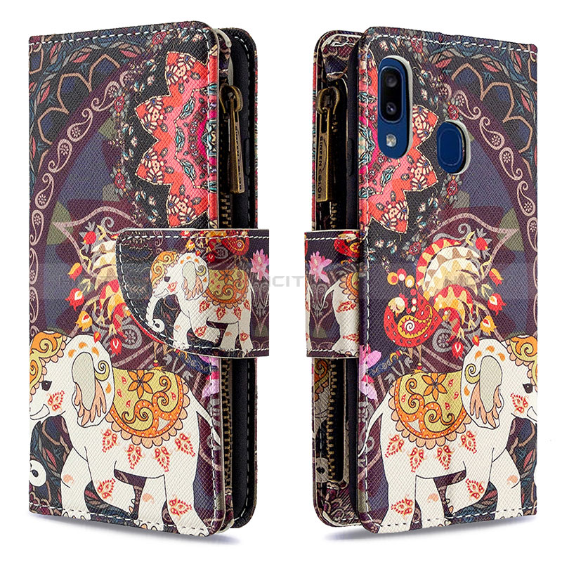 Custodia Portafoglio In Pelle Fantasia Modello Cover con Supporto B04F per Samsung Galaxy A20e