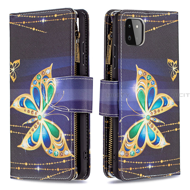 Custodia Portafoglio In Pelle Fantasia Modello Cover con Supporto B04F per Samsung Galaxy A22 5G Nero