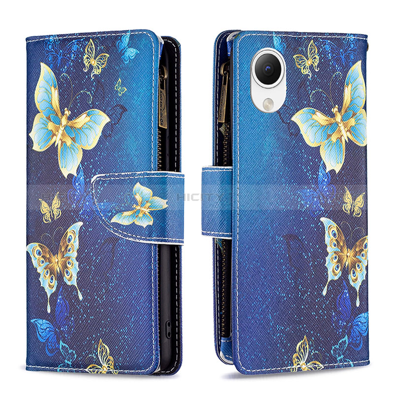 Custodia Portafoglio In Pelle Fantasia Modello Cover con Supporto B04F per Samsung Galaxy A23e 5G Blu