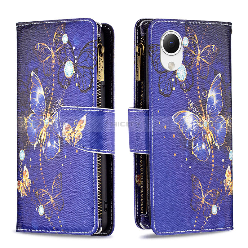 Custodia Portafoglio In Pelle Fantasia Modello Cover con Supporto B04F per Samsung Galaxy A23e 5G Blu Notte