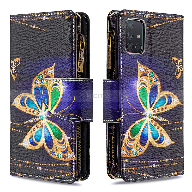 Custodia Portafoglio In Pelle Fantasia Modello Cover con Supporto B04F per Samsung Galaxy A71 5G Nero