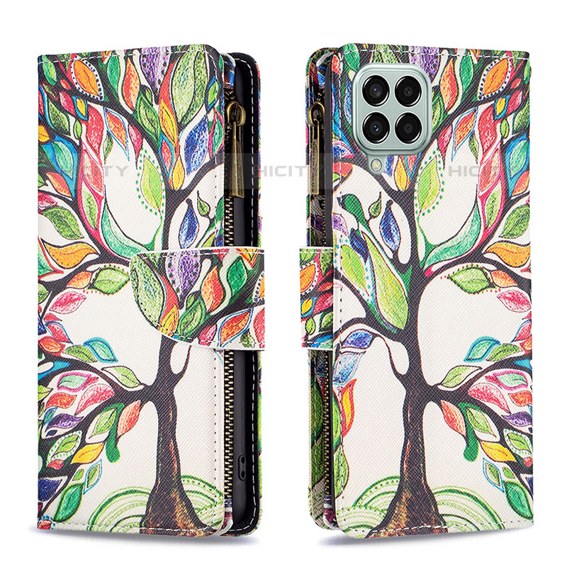 Custodia Portafoglio In Pelle Fantasia Modello Cover con Supporto B04F per Samsung Galaxy M33 5G Verde