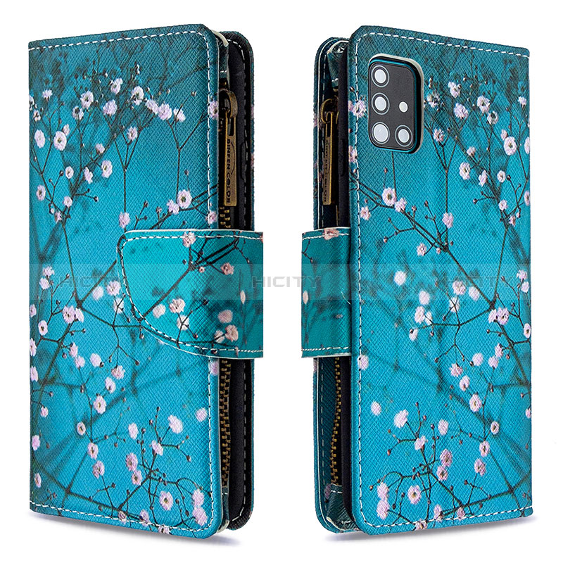 Custodia Portafoglio In Pelle Fantasia Modello Cover con Supporto B04F per Samsung Galaxy M40S Ciano