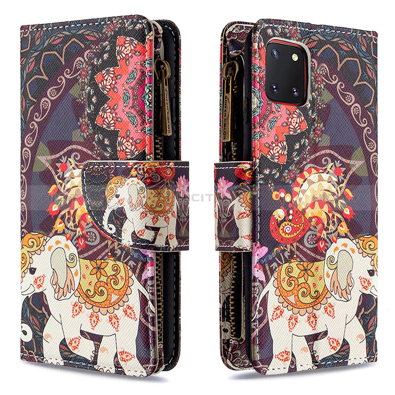 Custodia Portafoglio In Pelle Fantasia Modello Cover con Supporto B04F per Samsung Galaxy M60s Marrone