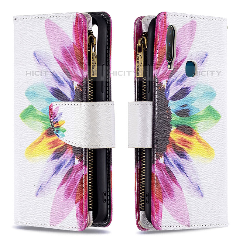 Custodia Portafoglio In Pelle Fantasia Modello Cover con Supporto B04F per Vivo Y15 Multicolore