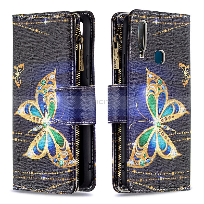 Custodia Portafoglio In Pelle Fantasia Modello Cover con Supporto B04F per Vivo Y3s