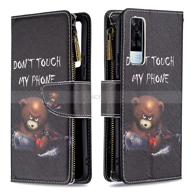 Custodia Portafoglio In Pelle Fantasia Modello Cover con Supporto B04F per Vivo Y53s NFC