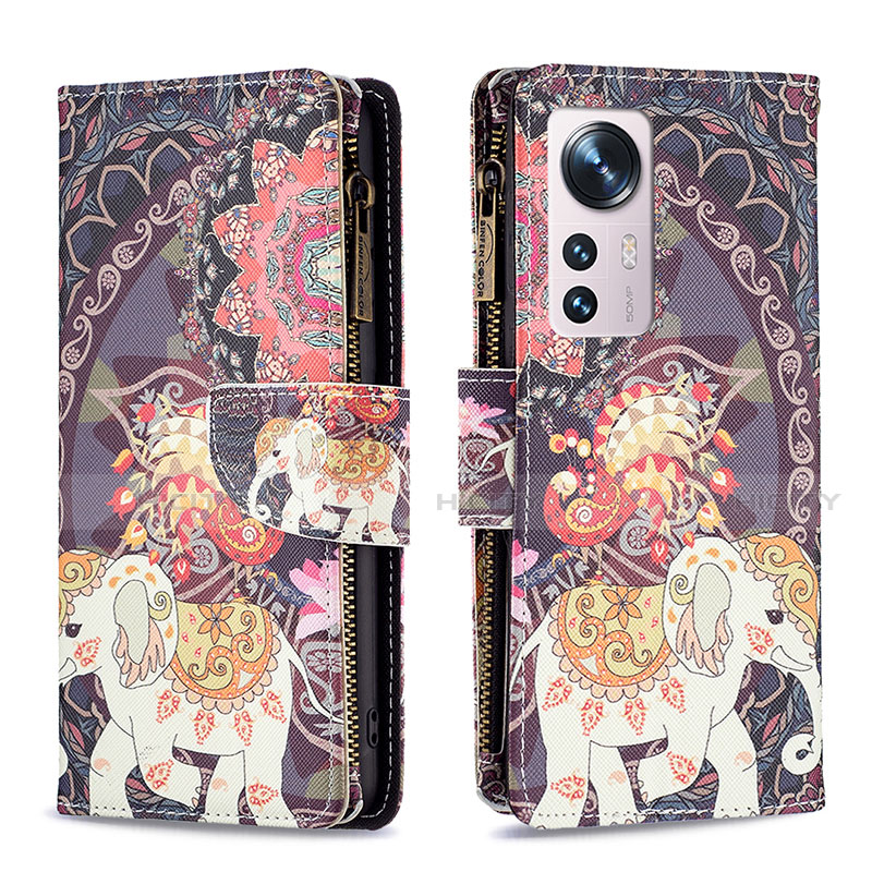 Custodia Portafoglio In Pelle Fantasia Modello Cover con Supporto B04F per Xiaomi Mi 12 5G Multicolore