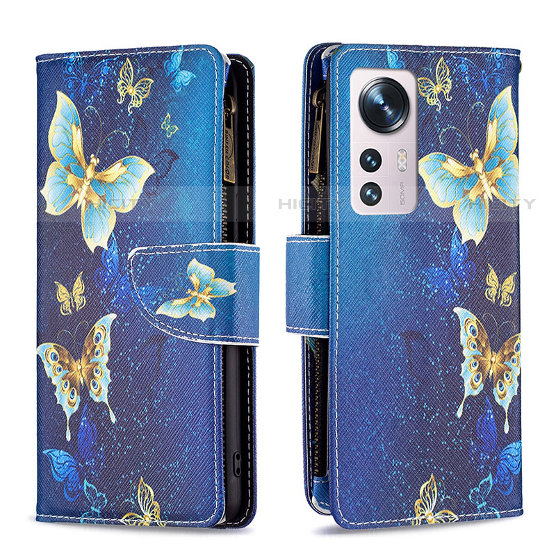 Custodia Portafoglio In Pelle Fantasia Modello Cover con Supporto B04F per Xiaomi Mi 12S 5G Blu