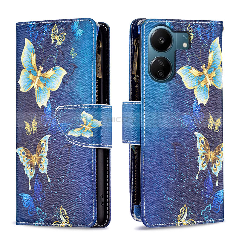 Custodia Portafoglio In Pelle Fantasia Modello Cover con Supporto B04F per Xiaomi Poco C65