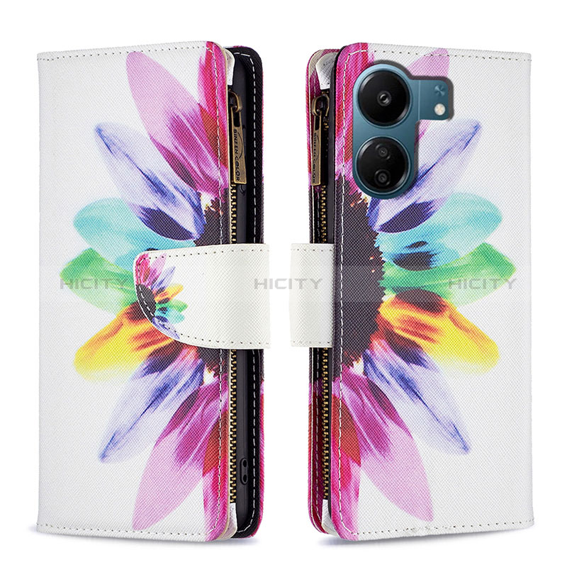 Custodia Portafoglio In Pelle Fantasia Modello Cover con Supporto B04F per Xiaomi Poco C65