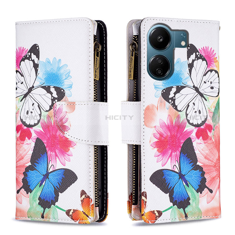 Custodia Portafoglio In Pelle Fantasia Modello Cover con Supporto B04F per Xiaomi Poco C65