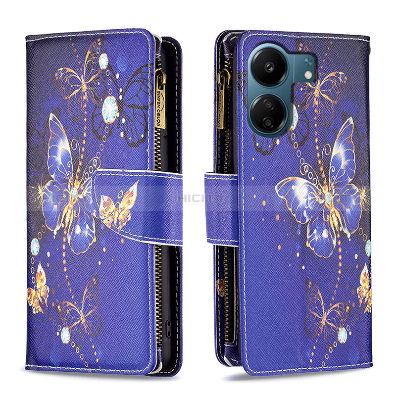 Custodia Portafoglio In Pelle Fantasia Modello Cover con Supporto B04F per Xiaomi Poco C65