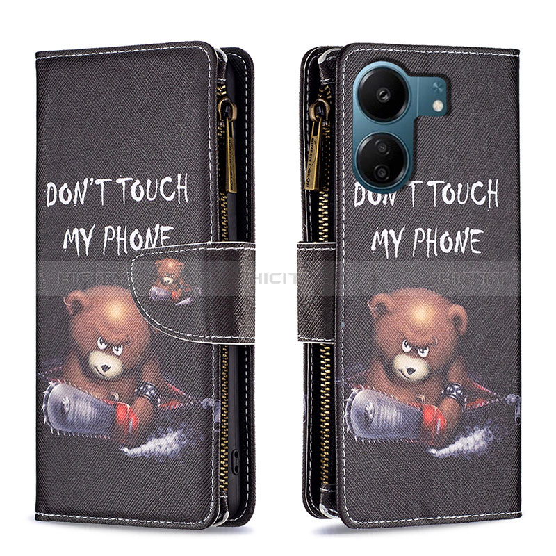 Custodia Portafoglio In Pelle Fantasia Modello Cover con Supporto B04F per Xiaomi Poco C65