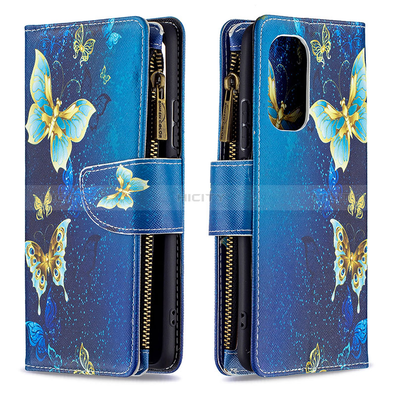 Custodia Portafoglio In Pelle Fantasia Modello Cover con Supporto B04F per Xiaomi Poco F3 5G Blu